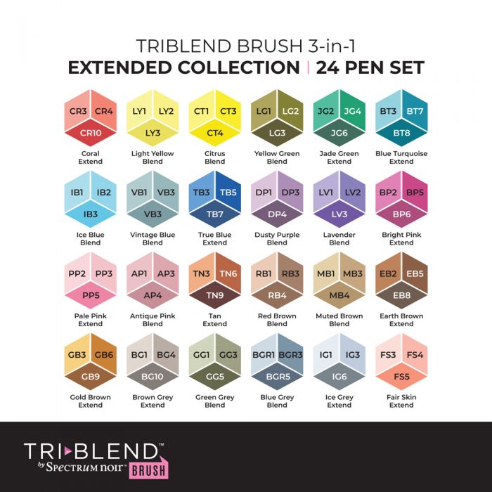 Welke triblend brush kleuren zijn er?