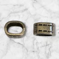 5 stuks - Schuifbedel ovaal gestreept - 14x8mm - #467598