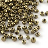 6/0 Rocailles, Iris Ronde, CoconutBrown, 4mm, Hole: 1 mm; ongeveer 450pcs / 50 gramm - #217347