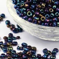 6/0 Rocailles, Iris Ronde, Kleurrijk, 4mm, Hole: 1 mm; ongeveer 450pcs / 50 gramm - #217344