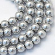 Glasparels per streng, donkergrijs, 4 ~ 5mm, Hole: 1 mm; over 210pcs / strand, 31.4&amp;quot; - #217341