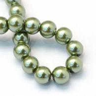Glasparels per streng, olivedrab, 4 ~ 5mm, Hole: 1 mm; over 210pcs / strand, 31.4&amp;quot; - #217333
