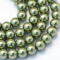Glasparels per streng, olivedrab, 4 ~ 5mm, Hole: 1 mm; over 210pcs / strand, 31.4&amp;quot; - #217333