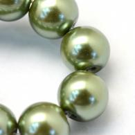 Glasparels per streng, olivedrab, 4 ~ 5mm, Hole: 1 mm; over 210pcs / strand, 31.4&amp;quot; - #217333