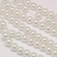 Glasparels per streng, Wit, 4 ~ 5mm, Hole: 1 mm; over 210pcs / strand, 31.4&amp;quot; - #217331