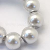 Glasparels per streng, zilver, 4 ~ 5mm, Hole: 1 mm; over 210pcs / strand, 31.4&amp;quot; - #492271