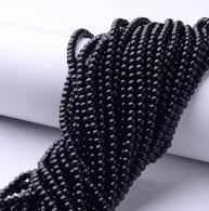 Glasparels per streng Zwart, 4mm, Hole: 0,8 ~ 1 mm, ongeveer 216pcs / strand, 32&amp;quot; - #217329