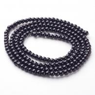 Glasparels per streng Zwart, 4mm, Hole: 0,8 ~ 1 mm, ongeveer 216pcs / strand, 32&amp;quot; - #217329