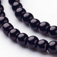 Glasparels per streng Zwart, 4mm, Hole: 0,8 ~ 1 mm, ongeveer 216pcs / strand, 32&amp;quot; - #217329