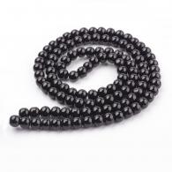 Glasparels per streng Zwart, 8mm, Hole: 1 mm; over 105pcs / strand, 32&amp;quot; - #217328