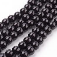 Glasparels per streng Zwart, 8mm, Hole: 1 mm; over 105pcs / strand, 32&amp;quot; - #217328