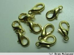 Gouden karabijnsluitng 12mm - per 10 stuks verpakt - #208