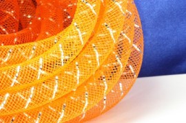 Oranje met zilver  Net draad - metallook - 8mm - #20682