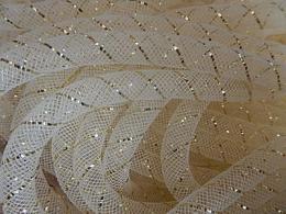 Per meter wit met zilver  Net draad - metallook - 4mm - #76248