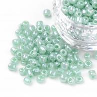 Rocailles, Ceylon, Ronde, Aqua, 4mm, Hole: 1,5 mm; ongeveer 450pcs / 50 gramm - #217355