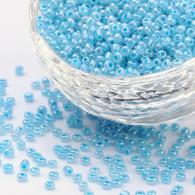 Rocailles, Ceylon, Ronde, PaleTurquoise, 4mm, Hole: 1,5 mm; ongeveer 450pcs / 50 gramm - #217354
