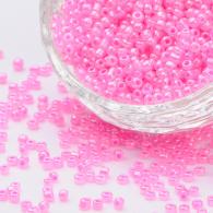 Rocailles, Ceylon, Ronde, roze, 4mm, Hole: 1,5 mm; ongeveer 450pcs / 50 gramm - #217352