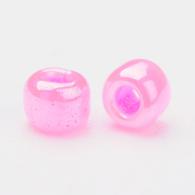 Rocailles, Ceylon, Ronde, roze, 4mm, Hole: 1,5 mm; ongeveer 450pcs / 50 gramm - #217352
