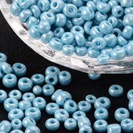 Rocailles, Gesloten Kleuren Lustered, Ronde, LightCyan, 4mm, Hole: 1,5 mm; ongeveer 450pcs / 50 gramm - #217381
