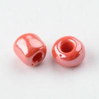 Rocailles, Gesloten Kleuren Lustered, ronde, rood, 4mm, Hole: 1,5 mm; ongeveer 450pcs / 50 gramm - #217385
