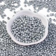 Rocailles, Silver, 6/0, 4 ~ 5x3 ~ 4mm, Hole: 1 ~ 2 mm; ongeveer 4500pcs / bag - #217349