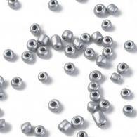 Rocailles, Silver, 6/0, 4 ~ 5x3 ~ 4mm, Hole: 1 ~ 2 mm; ongeveer 4500pcs / bag - #217349