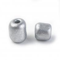 Rocailles, Silver, 6/0, 4 ~ 5x3 ~ 4mm, Hole: 1 ~ 2 mm; ongeveer 4500pcs / bag - #217349