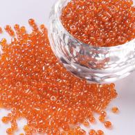 Rocailles, Trans. Kleuren Lustered, Ronde, DarkOrange, 2mm, Hole: 1 mm; 3000pcs / 50Gramm - #217414