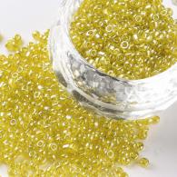 Rocailles, Trans. Kleuren Lustered, Ronde, Geel, 2mm, Hole: 1 mm; 3000pcs / 50Gramm - #217411