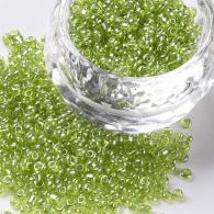 Rocailles, Trans. Kleuren Lustered, Ronde, geelgroen, 2mm, Hole: 1 mm; 3000pcs / 50Gramm - #217413